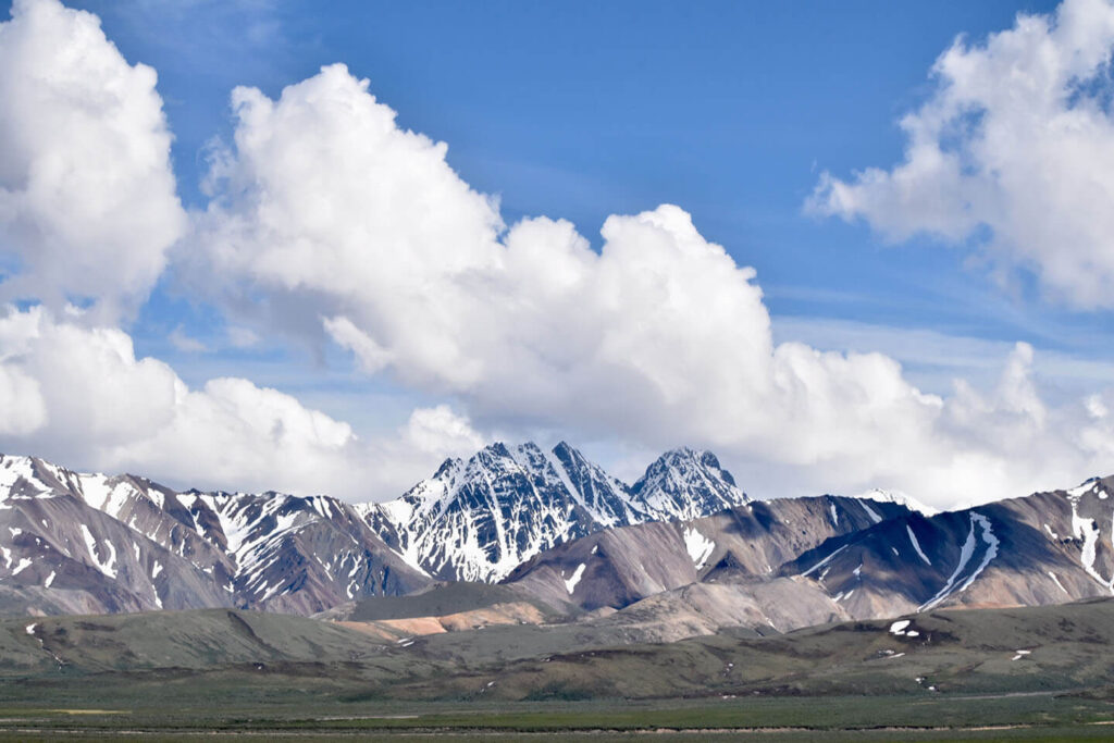 Stunning snow capped mountain range