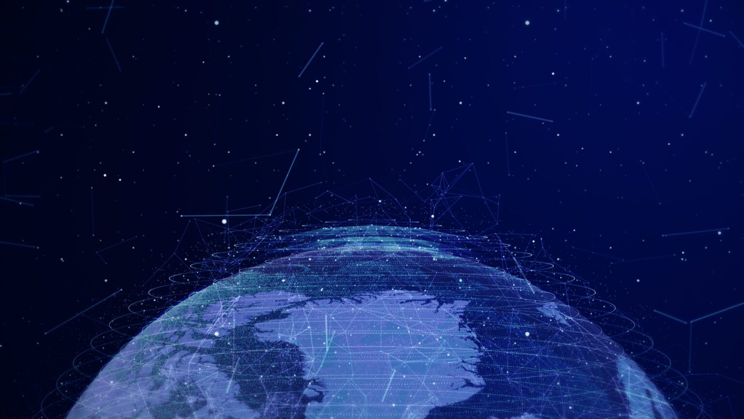 Close up of a blue connected planet earth